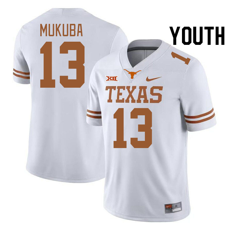 Youth #13 Andrew Mukuba Texas Longhorns College Football Jerseys Stitched-White